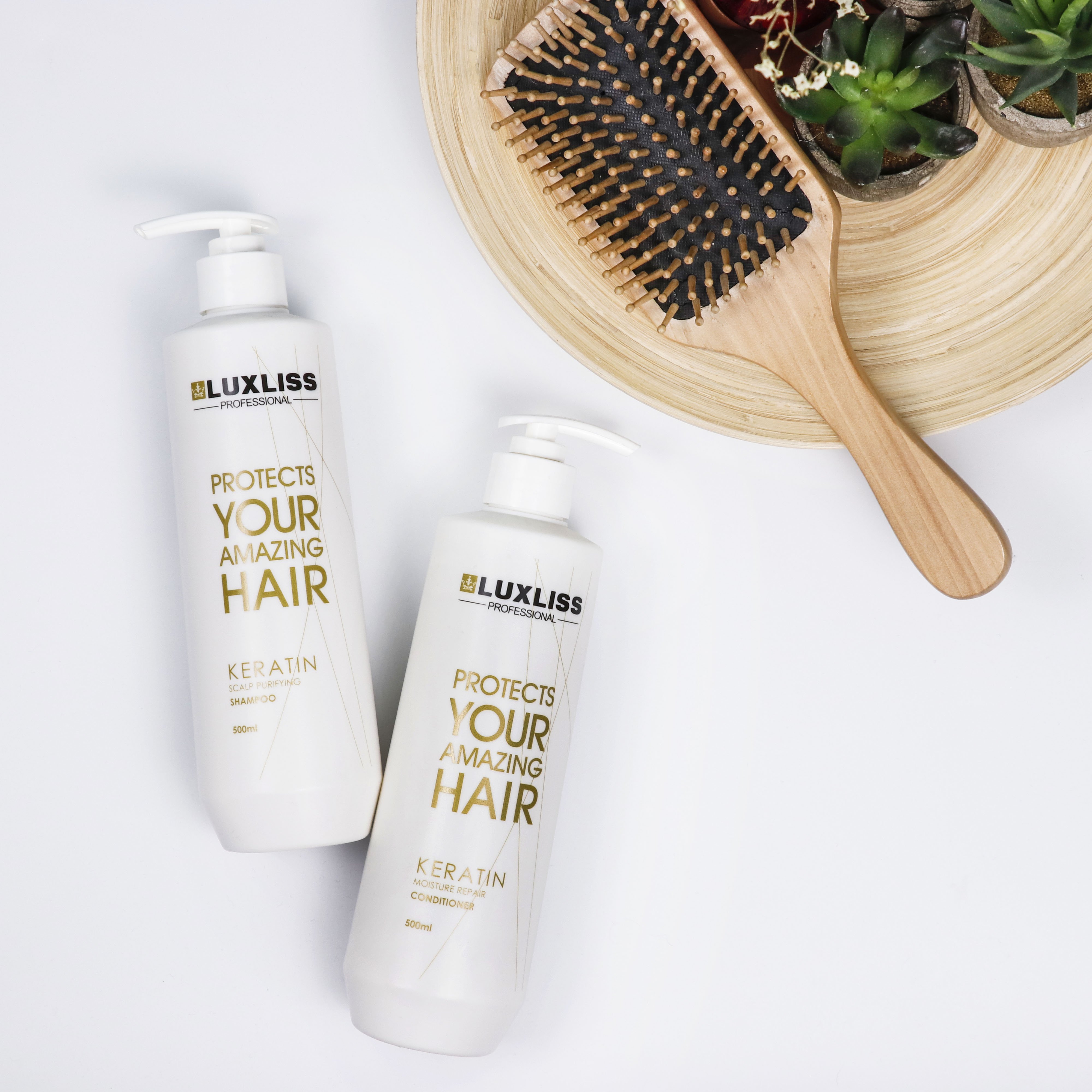 Luxliss High Quality Keratin hair Daily Care Shampoo for damaged hair with keratin and argan oil extract smooth hair