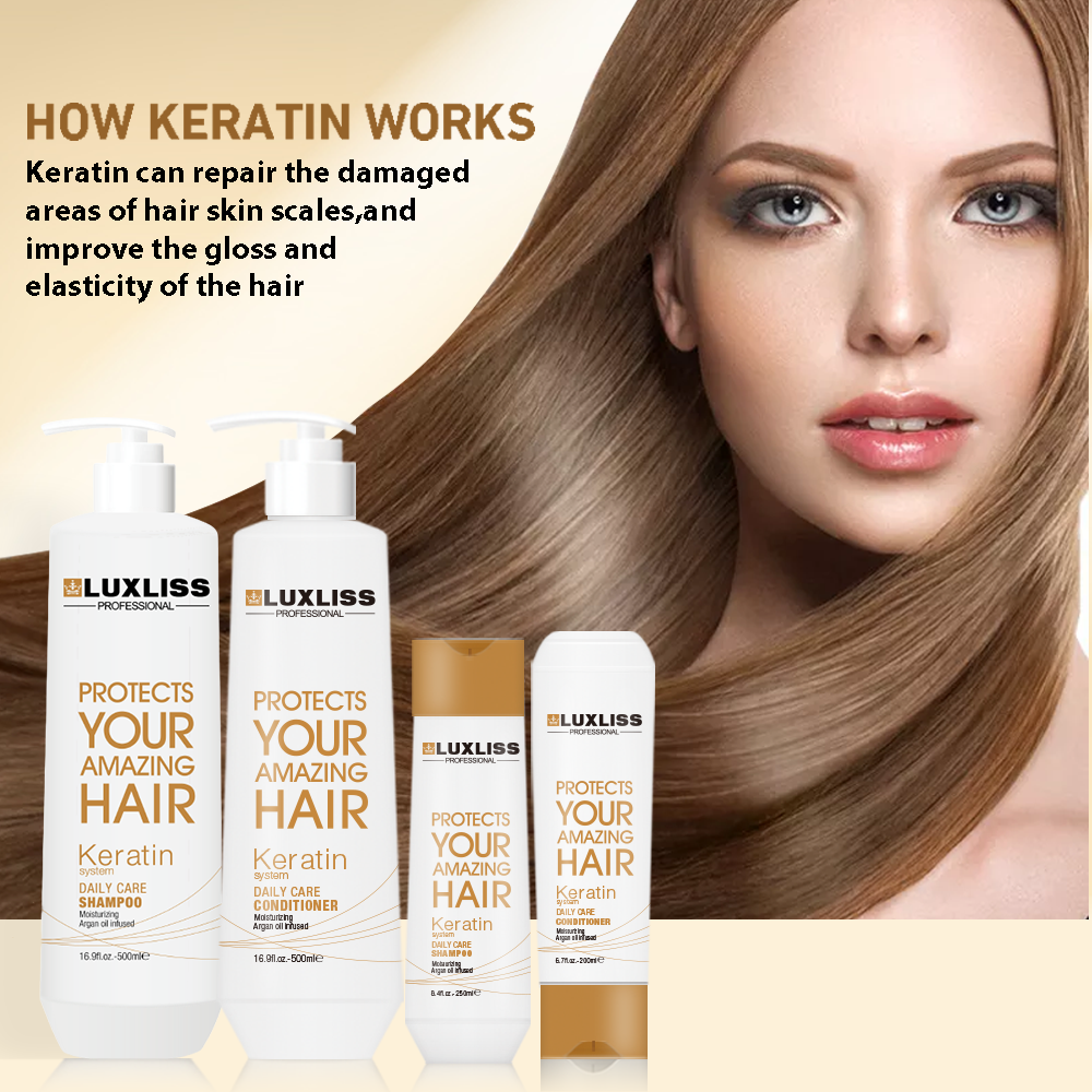 Luxliss High Quality Keratin hair Daily Care Shampoo for damaged hair with keratin and argan oil extract smooth hair