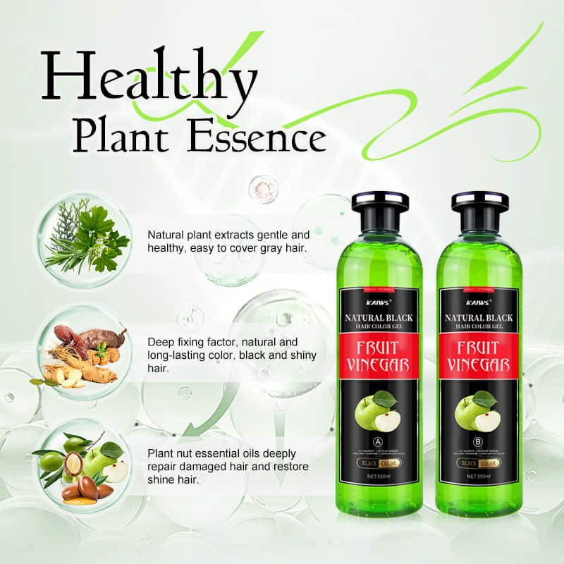 KAIWS 500ml*2 Wholesale Long Lasting Liquid Permanent Organic Natural Vinegar Black Bubble Hair Color Gel Hair Dye Shampoo