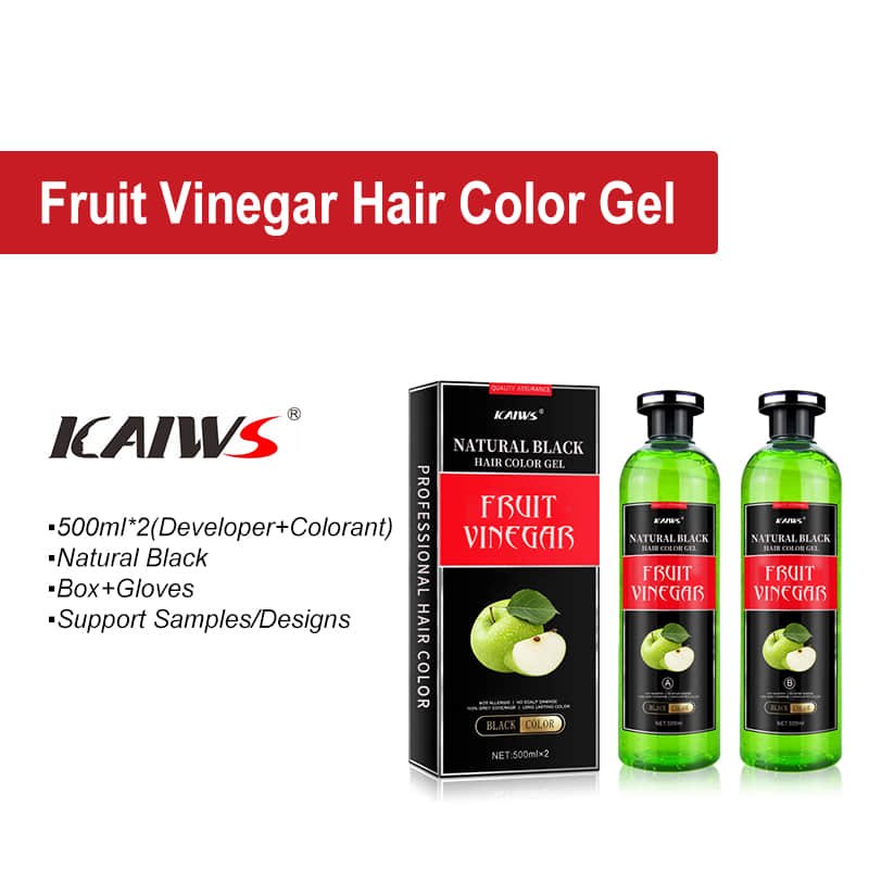 KAIWS 500ml*2 Wholesale Long Lasting Liquid Permanent Organic Natural Vinegar Black Bubble Hair Color Gel Hair Dye Shampoo