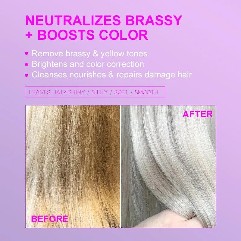Private Label Purple Shampoo For Blonde Hair Anti- Brassy Purple Toner No Yellow Shampoo Salon Quality Violet Silver Shampoo