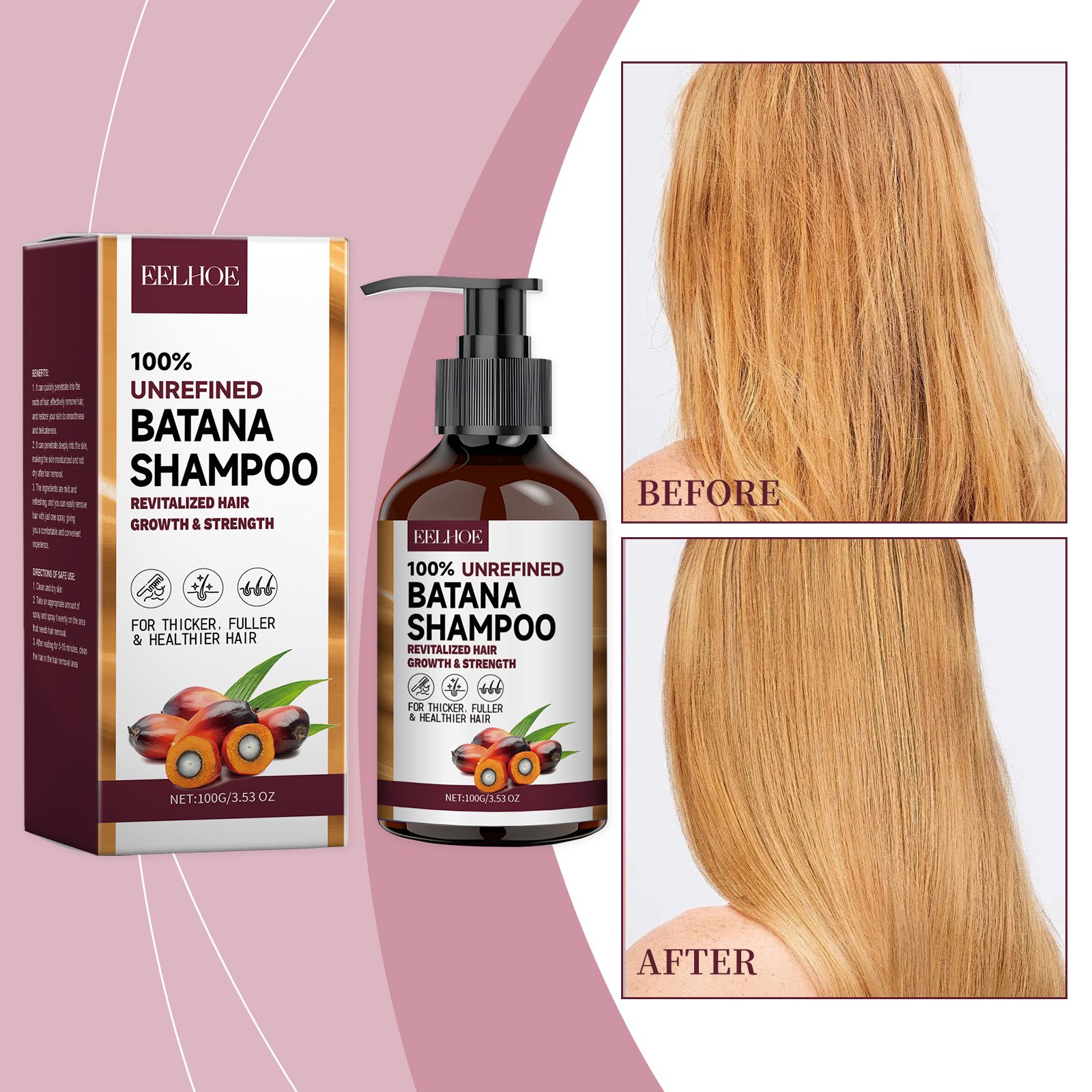 EELHOE Batana Oil Shampoo Nourishing Batana Shampoo Strengthen Batana Hair Shampoo