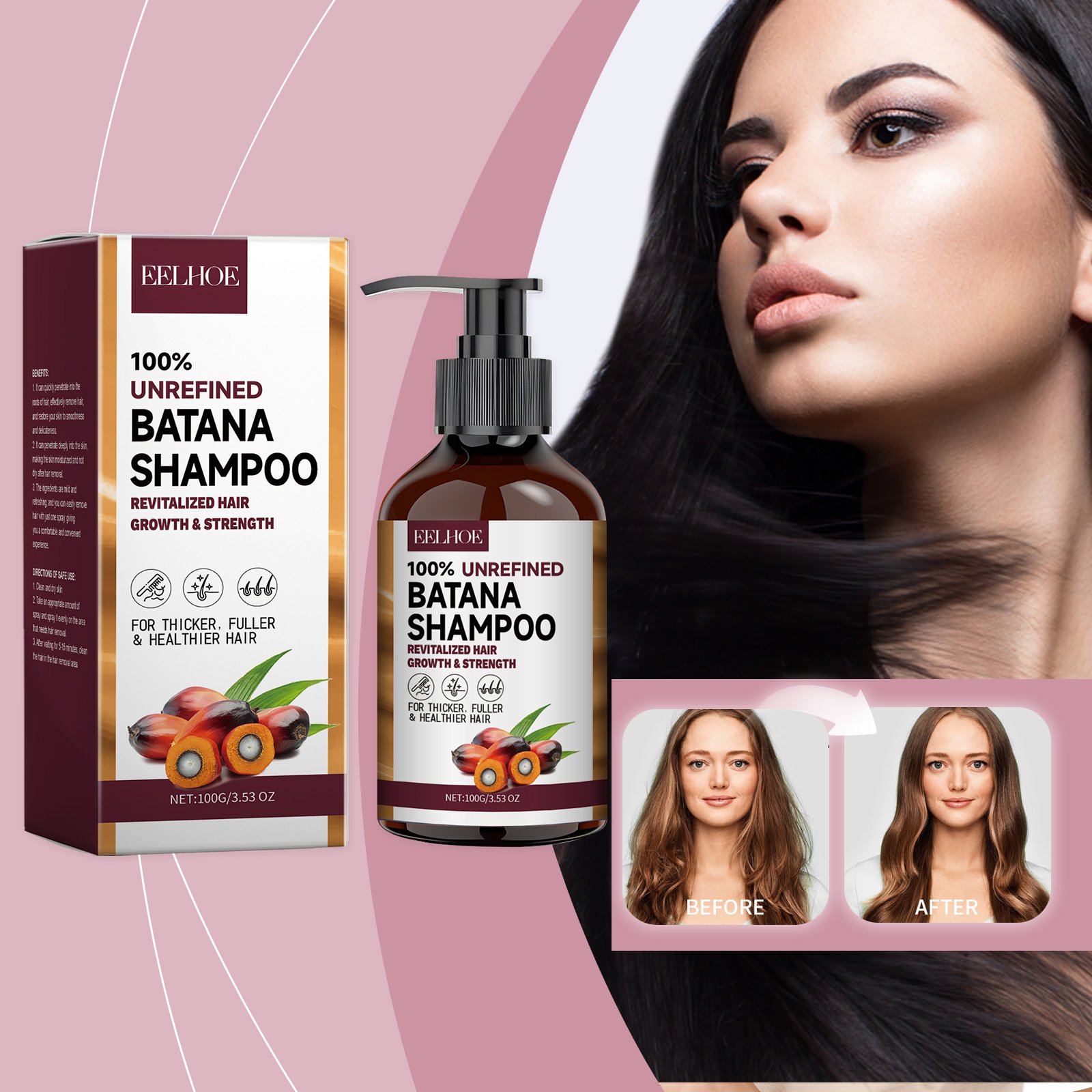 EELHOE Batana Oil Shampoo Nourishing Batana Shampoo Strengthen Batana Hair Shampoo