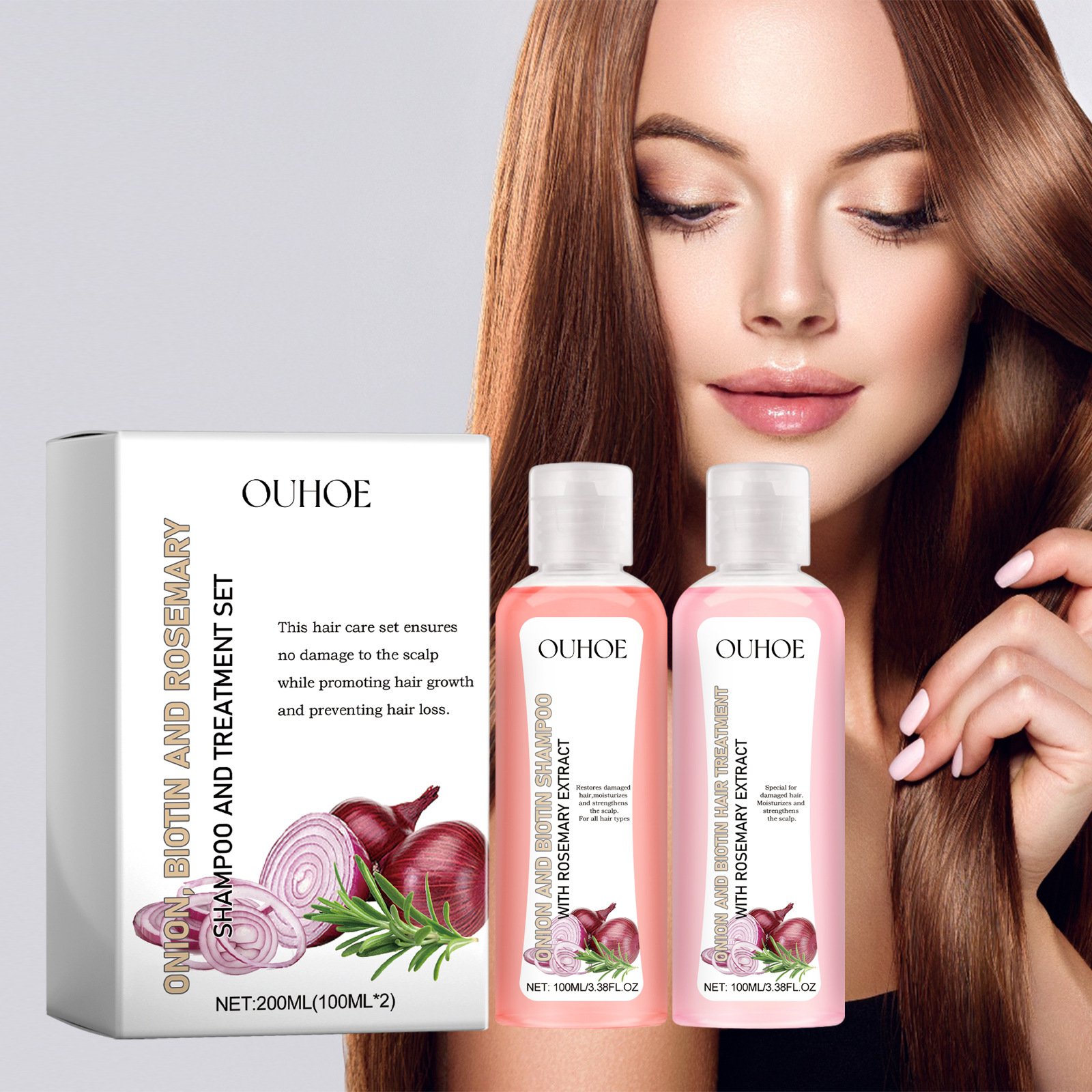 Wholesale Hair Care Set Onion And Rosemary Shampoo Strengthen Hair Repair Damage Follicles Shampoo Set For Women