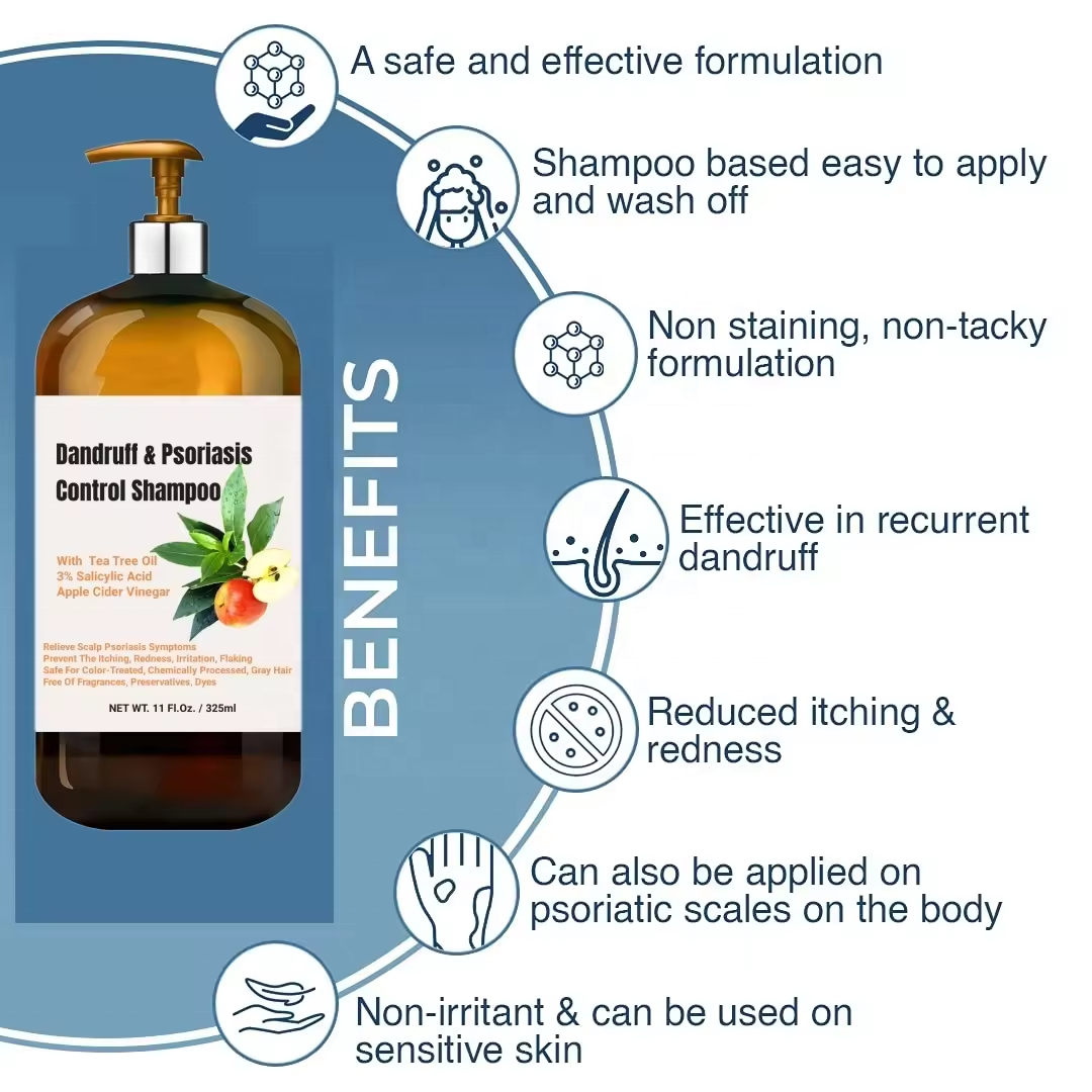 Eczema Psoriasis Shampoo 3% Salicylic Acid Anti-Dandruff Seborrheic Dermatitis Relieve Scalp Treatment Folliculitis Hair Shampoo