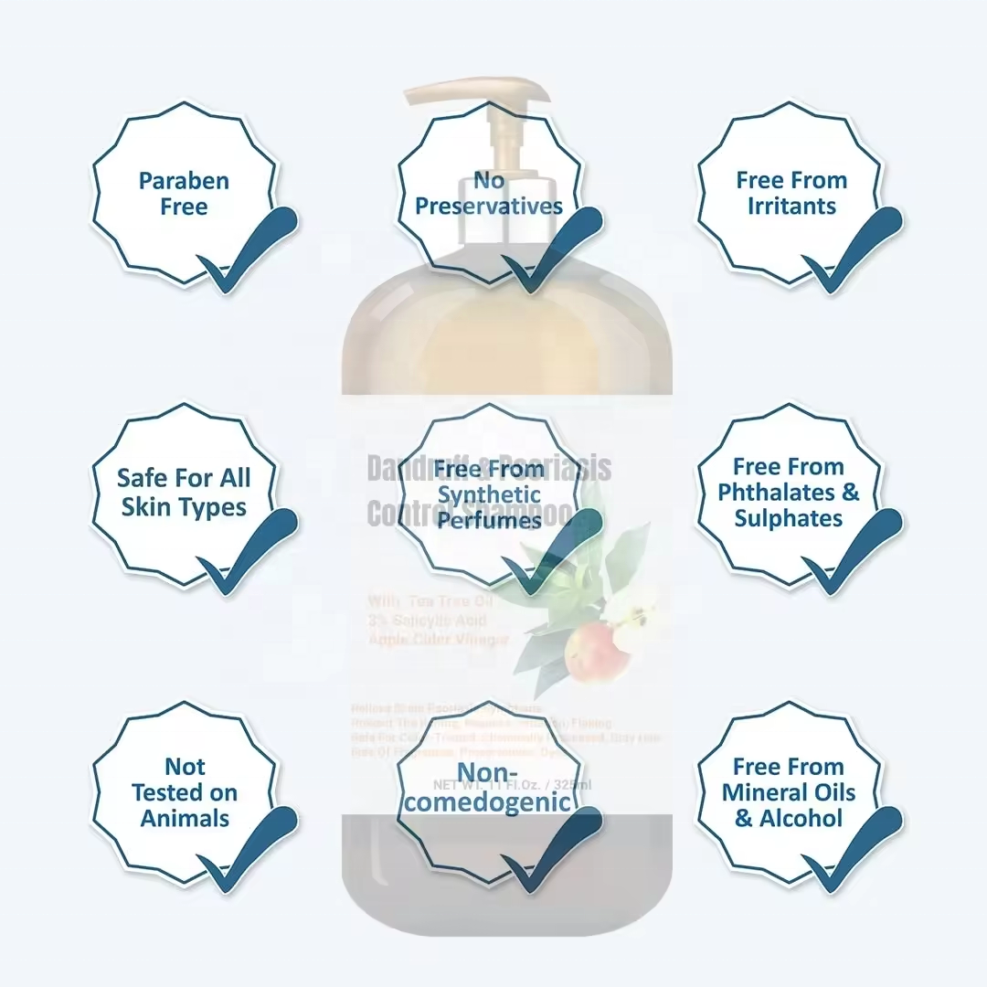 Eczema Psoriasis Shampoo 3% Salicylic Acid Anti-Dandruff Seborrheic Dermatitis Relieve Scalp Treatment Folliculitis Hair Shampoo