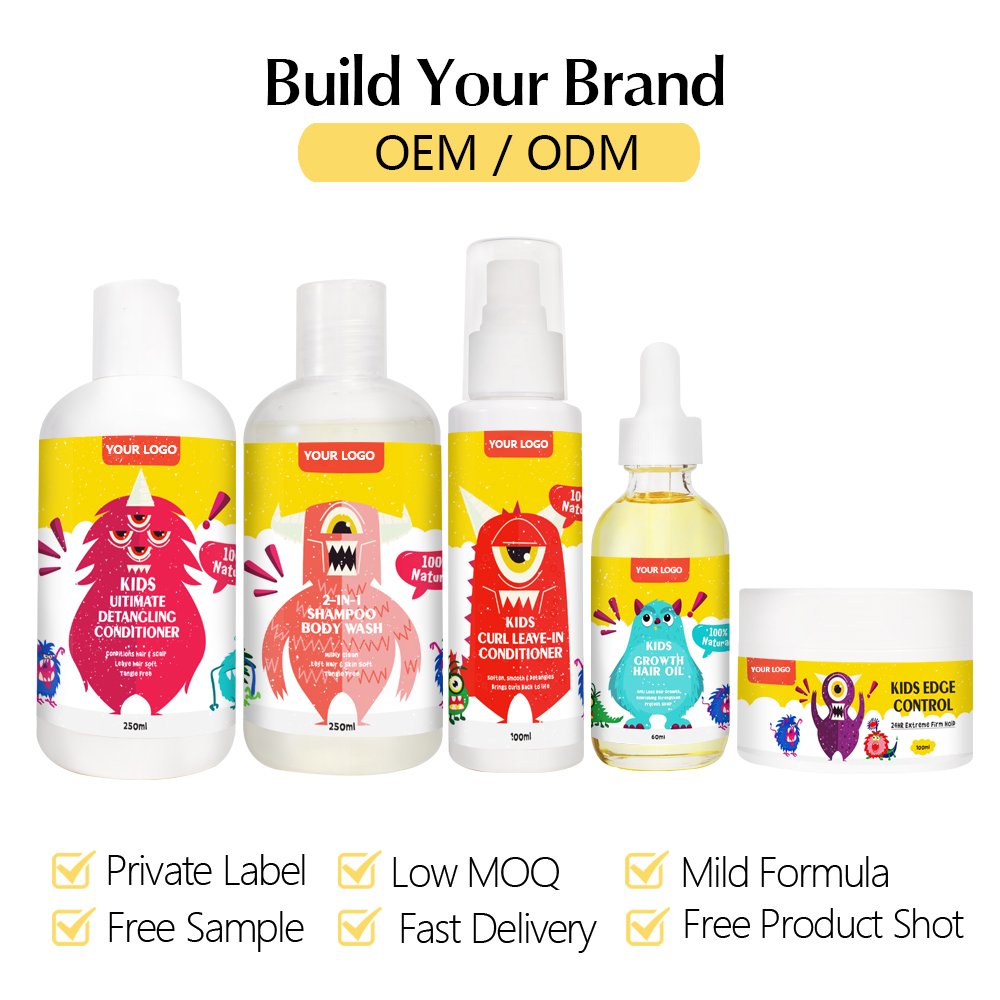 Natural Kids Baby Hair Care & Styling Product Hair Growth Oil Shampoo & Body Wash Leave In Conditioner Edge Control Children Set