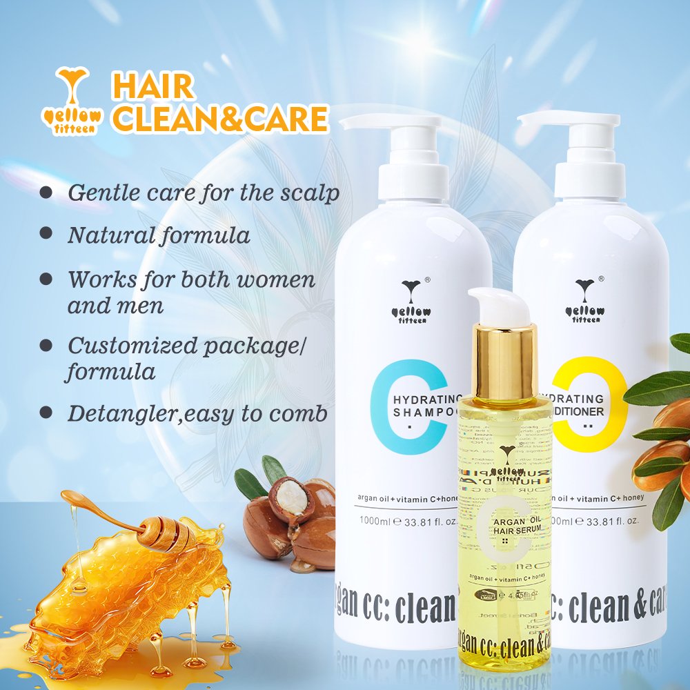 Private label organic honey vitamin C hair care sets argan oil hair treatment mask shampoo and conditioner