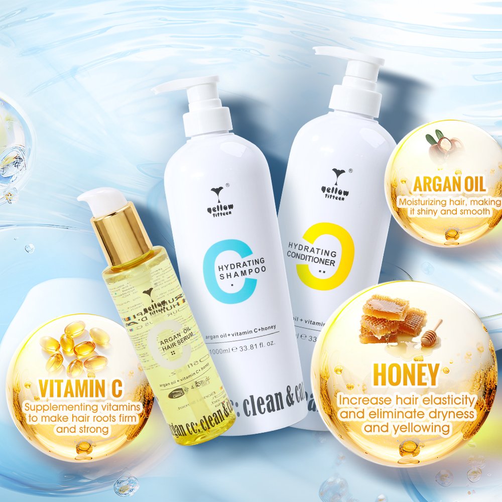 Private label organic honey vitamin C hair care sets argan oil hair treatment mask shampoo and conditioner