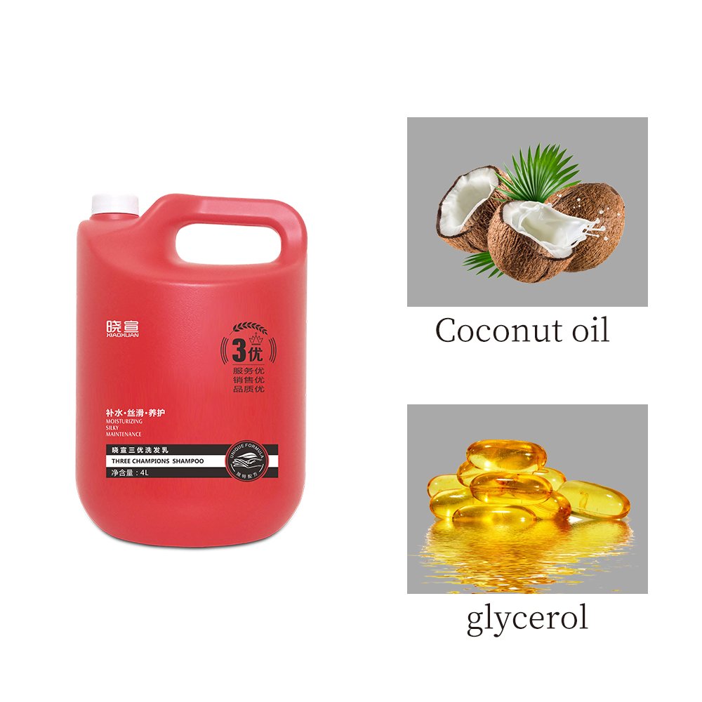Wholesale Factory Big Bottle 4L Shampoo Kit Coconut Oil Hair Shampoo Glycerol bottle shampoo For Hotel