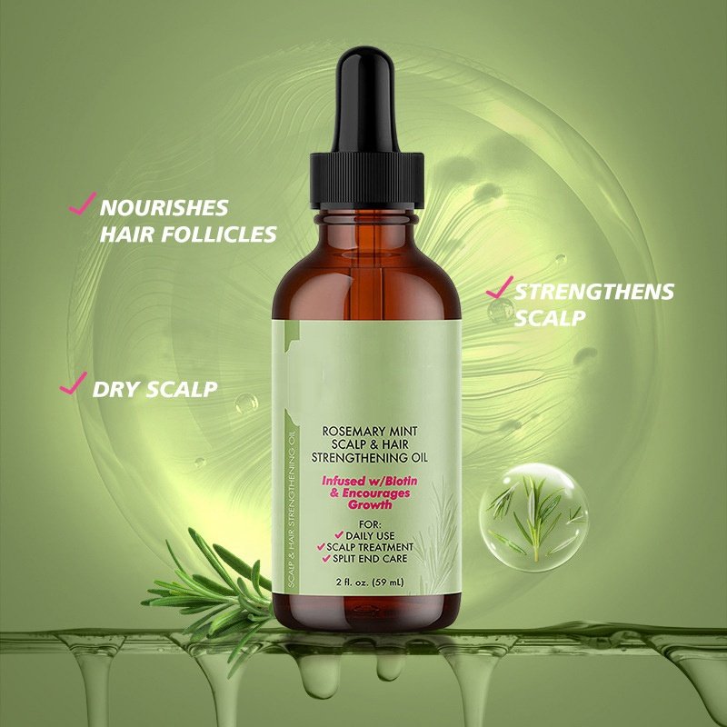 Organics Rosemary Mint Scalp & Hair Strengthening Oil, Infused w/Biotin and Encourages Growth