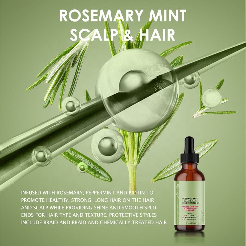 Organics Rosemary Mint Scalp & Hair Strengthening Oil, Infused w/Biotin and Encourages Growth