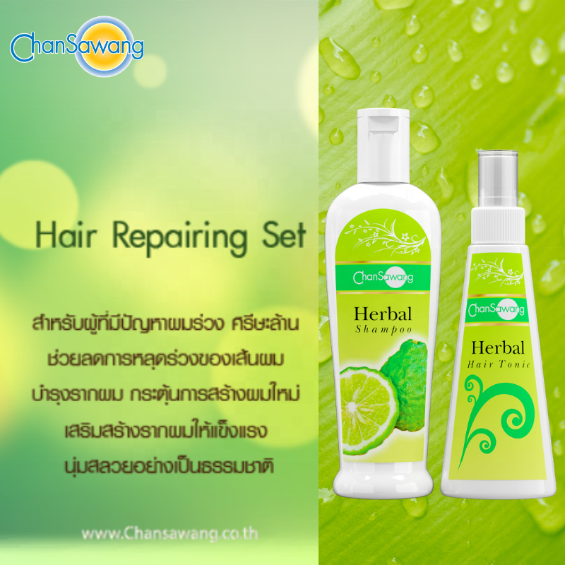 Hair Care Set Herbal Shampoo and Herbal Hair Tonic Spray Best Natural Hair Growth Products Set from Thailand