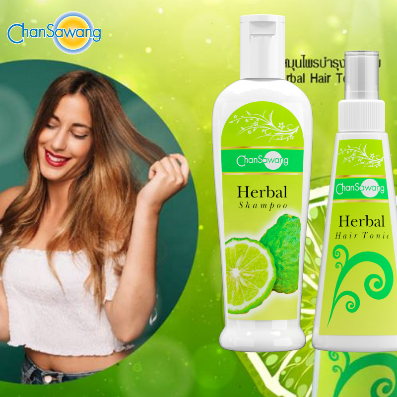 Hair Care Set Herbal Shampoo and Herbal Hair Tonic Spray Best Natural Hair Growth Products Set from Thailand