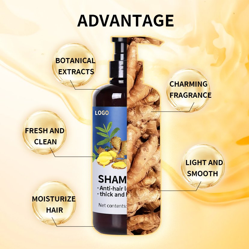 organic fast-growing ginger shampoo private label anti-hair loss shampoo reduces hair loss moisturizing and smoothing