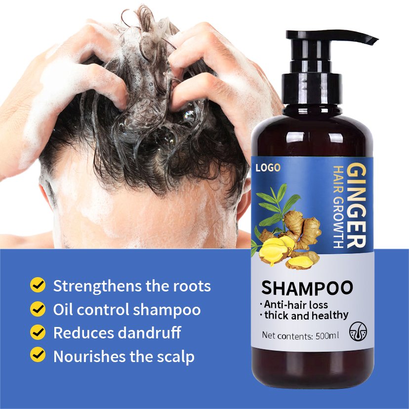 organic fast-growing ginger shampoo private label anti-hair loss shampoo reduces hair loss moisturizing and smoothing