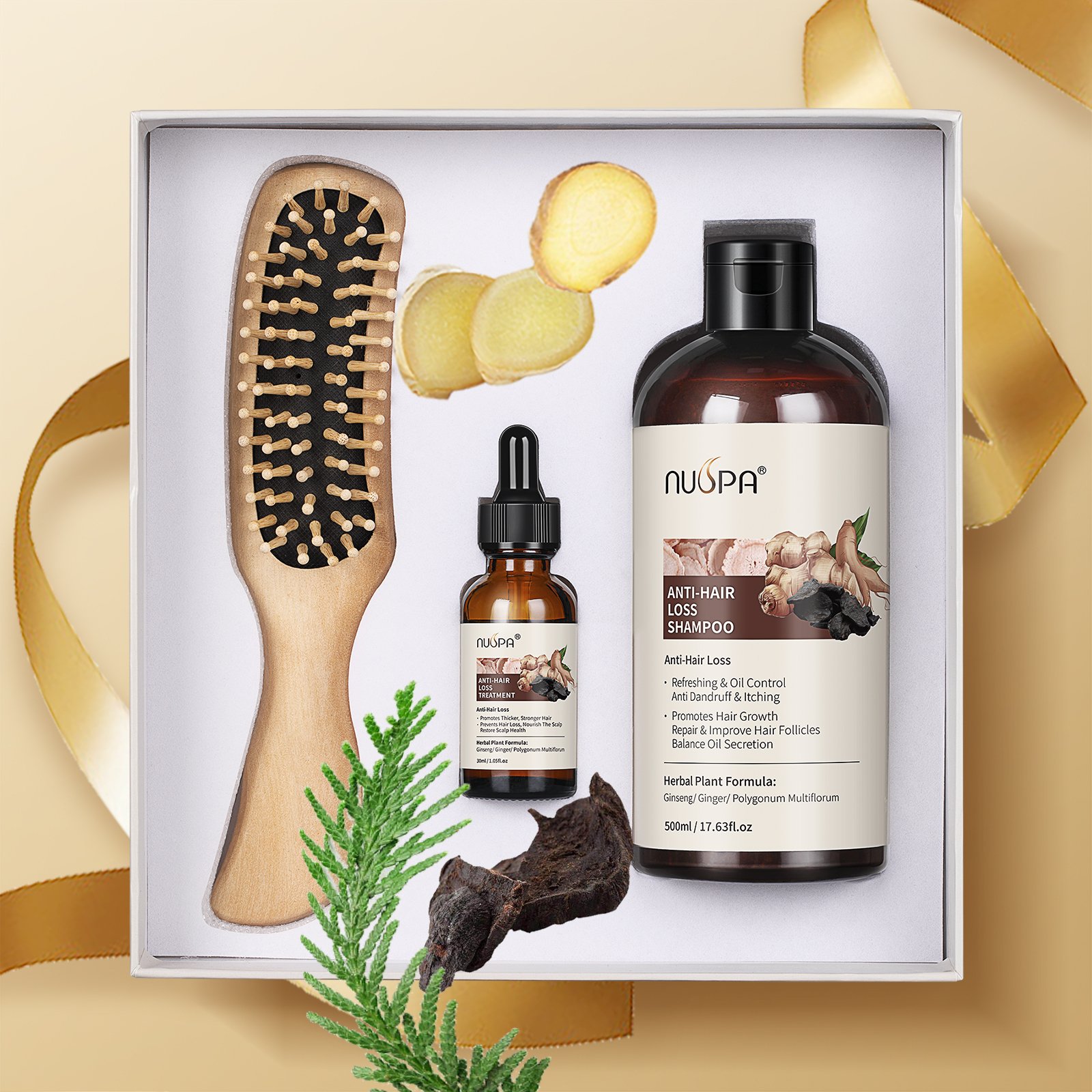 Factory Sale Vegan Ginger Hair Care Set Organic Hair Growth Serum Herbal Anti Hair Loss Shampoo