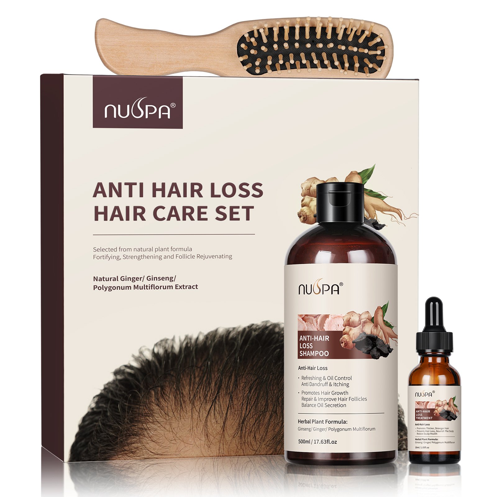 Factory Sale Vegan Ginger Hair Care Set Organic Hair Growth Serum Herbal Anti Hair Loss Shampoo