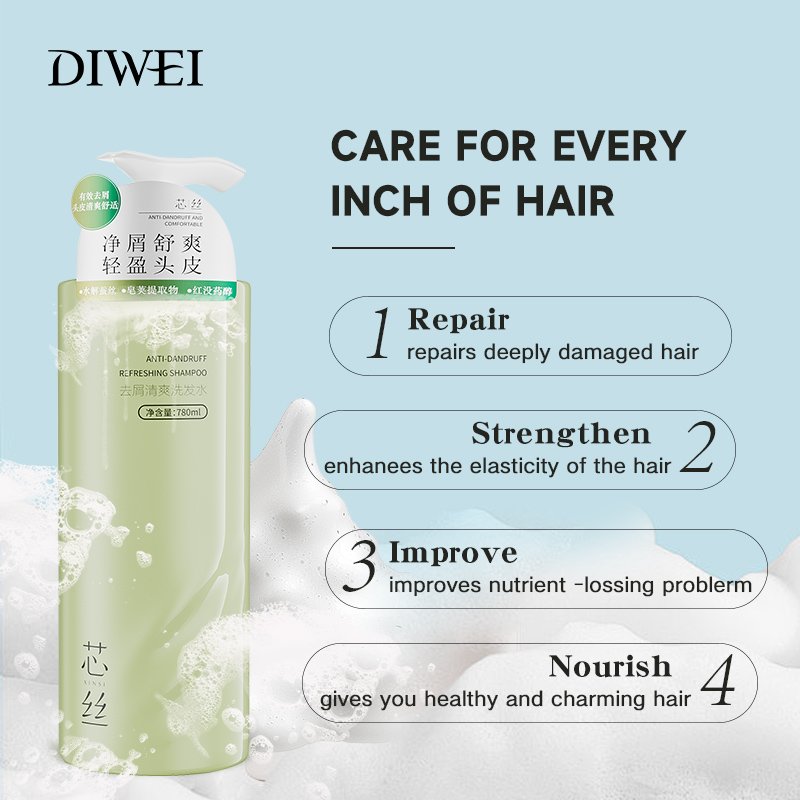 DIWEI Wholesale Natural Healthy Hair Scalp Repairing Long oily Hair dandruff organic Shampoo for tired damaged hair