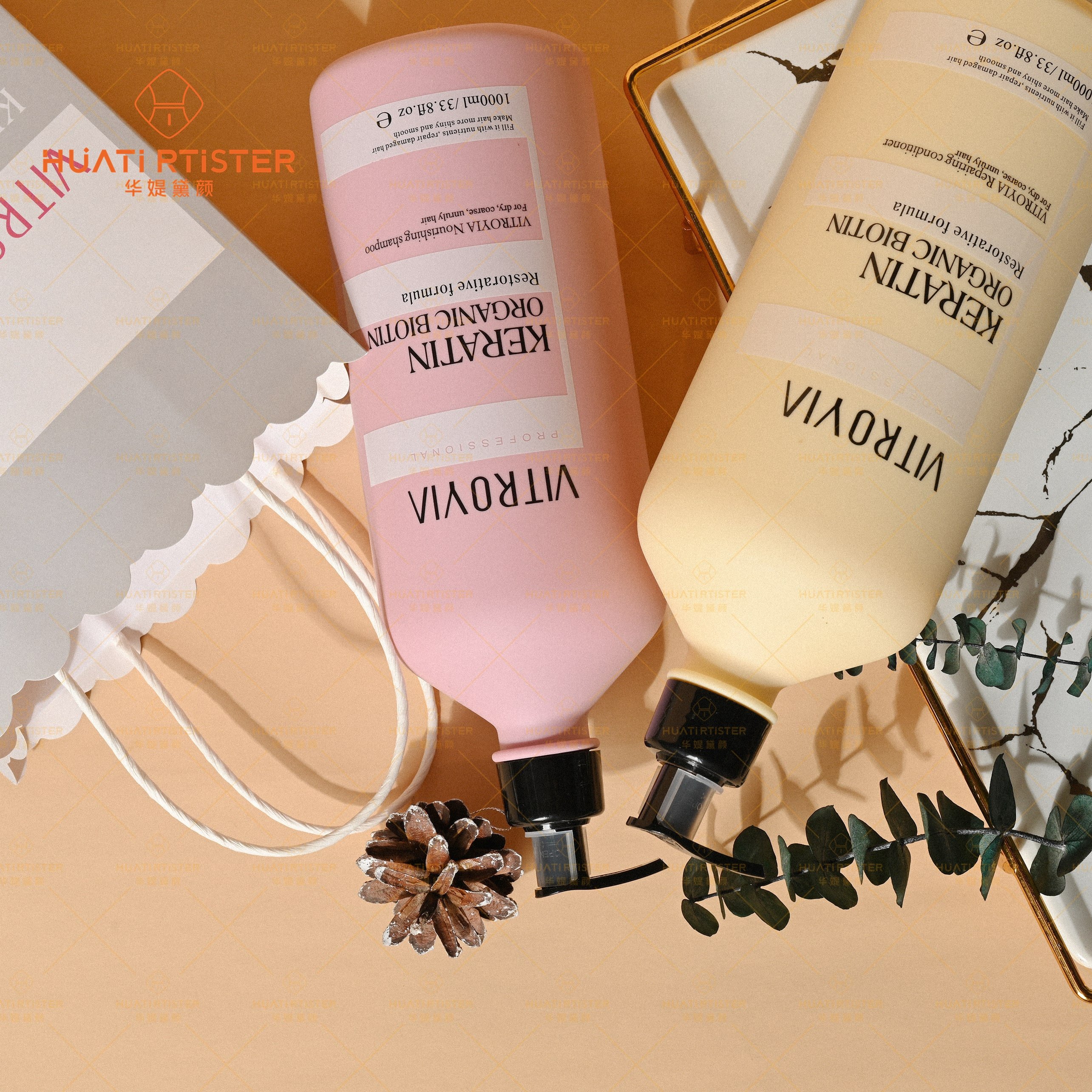 Huati Sifuli OEM VITROYIA 1000ml organic argan oil dry keratin shampoo and conditioner for treated hair protectin