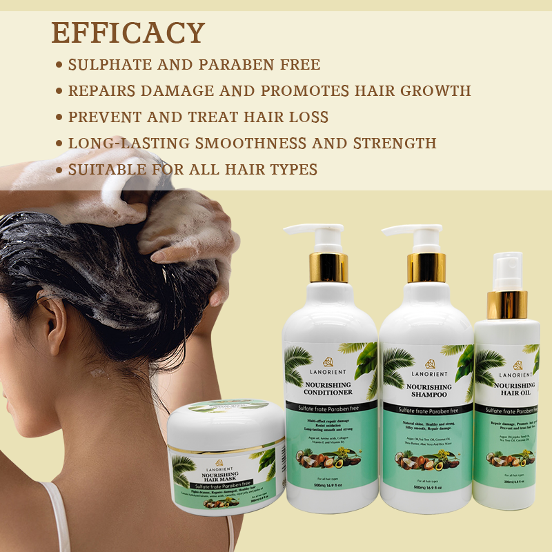Private Label Argan Oil Smoothing Hair Repair Split End Conditioner Wholesale Organic Argan Shampoo Hair Care Set