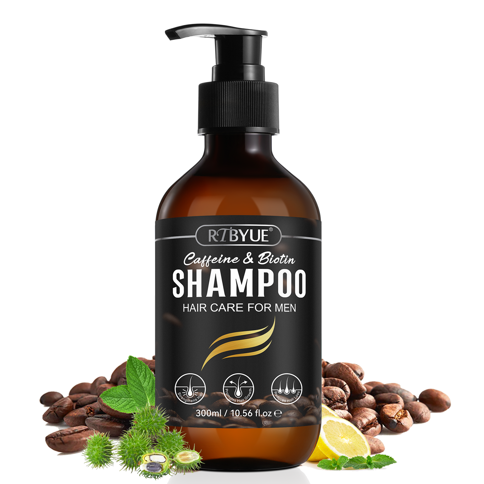 RTBYUE nourishes scalp enhances blood circulation hair growth anti hair loss 300ml shampoo men biotin caffeine hair shampoo