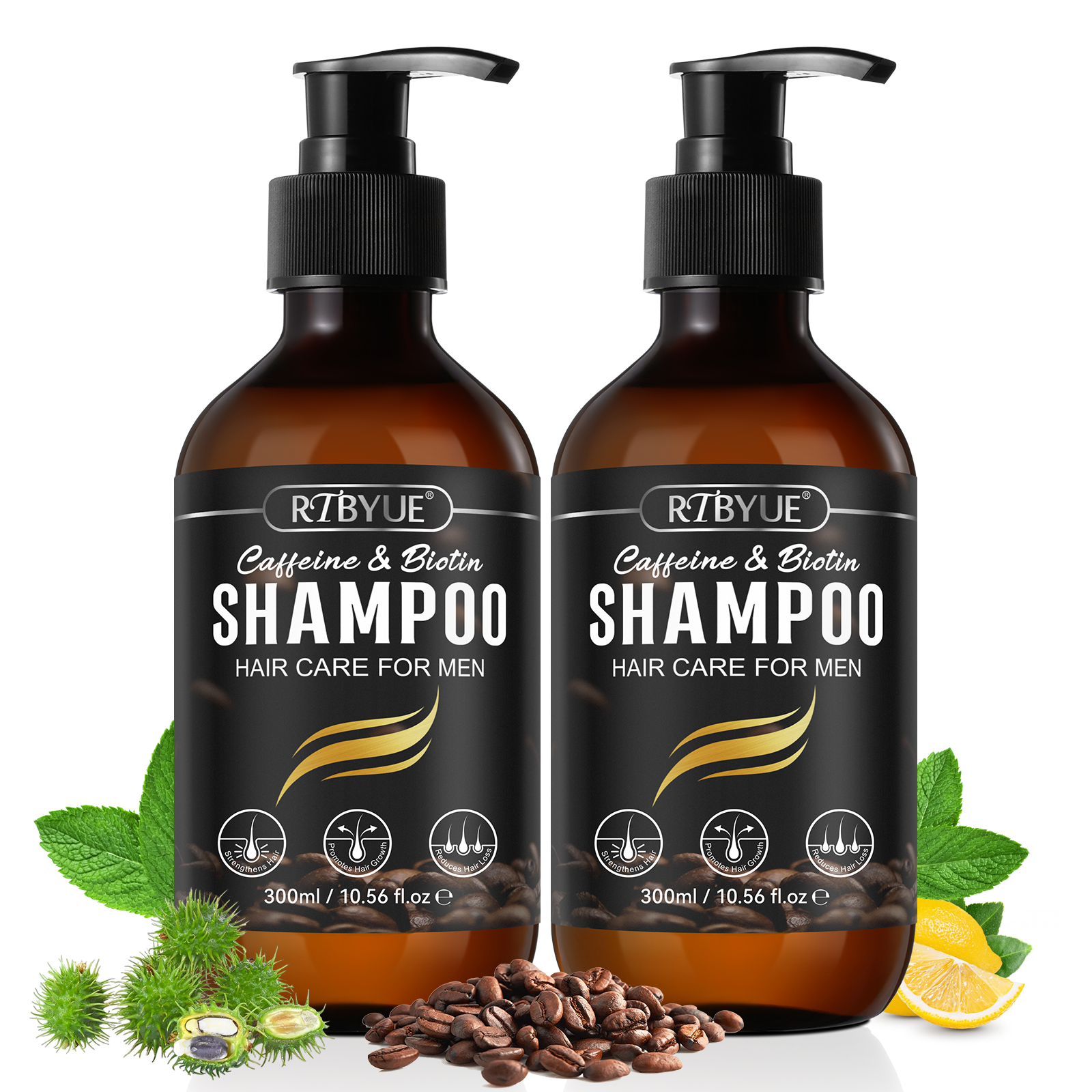 RTBYUE nourishes scalp enhances blood circulation hair growth anti hair loss 300ml shampoo men biotin caffeine hair shampoo