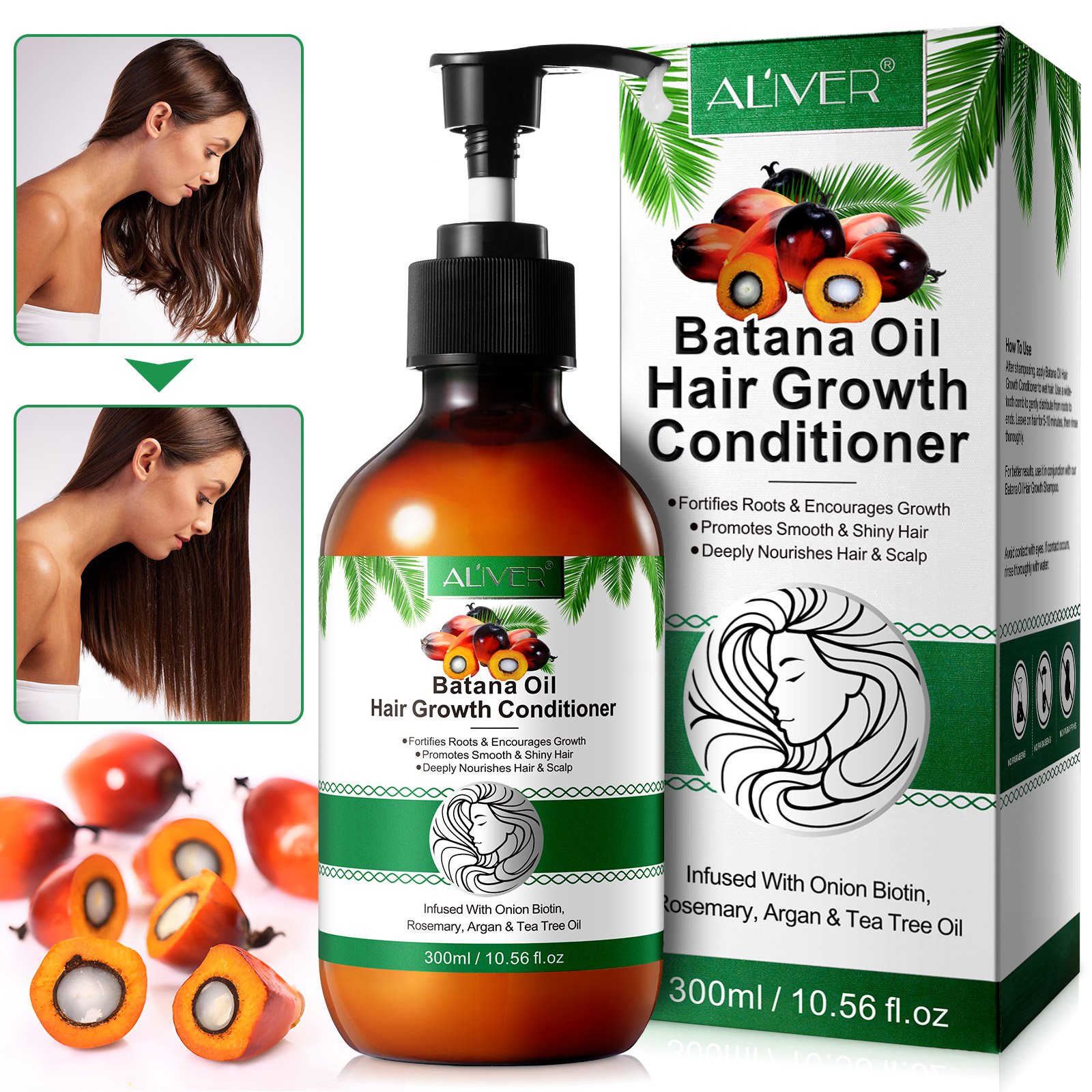 ALIVER 300ml deeply nourishes scalp batana oil hair conditioner onion biotin hair growth batana oil shampoo and conditioner