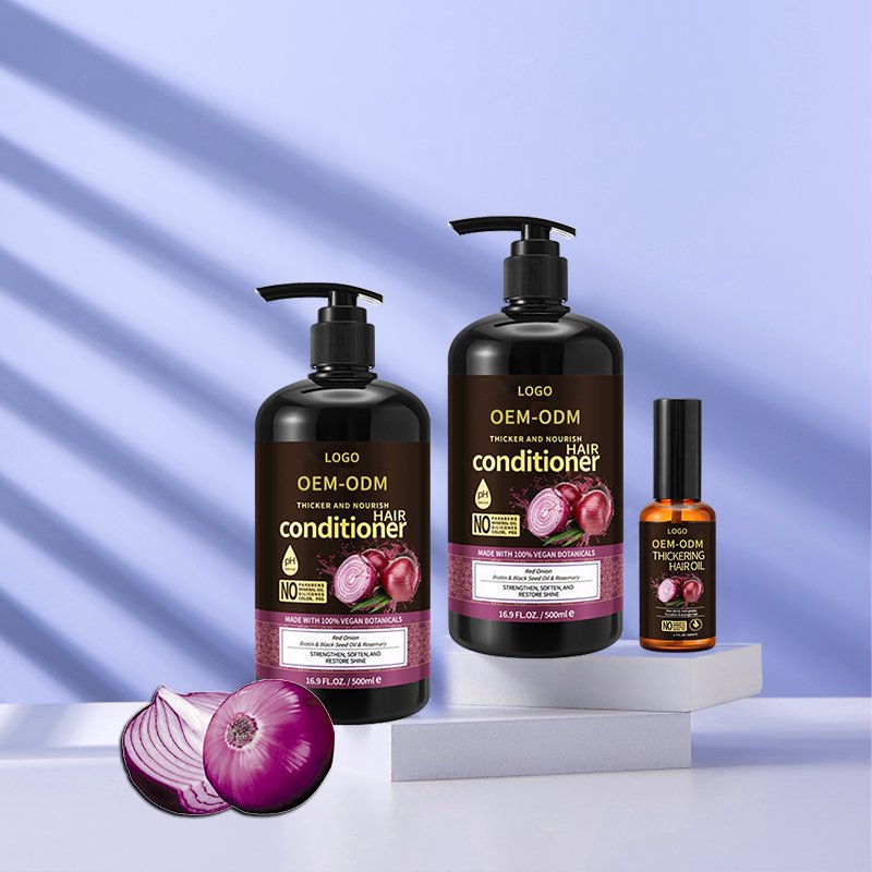 Private Label 100% Natural Herbal Strengthens Anti Hair Fall Loss Onion Shampoo And Conditioner Set