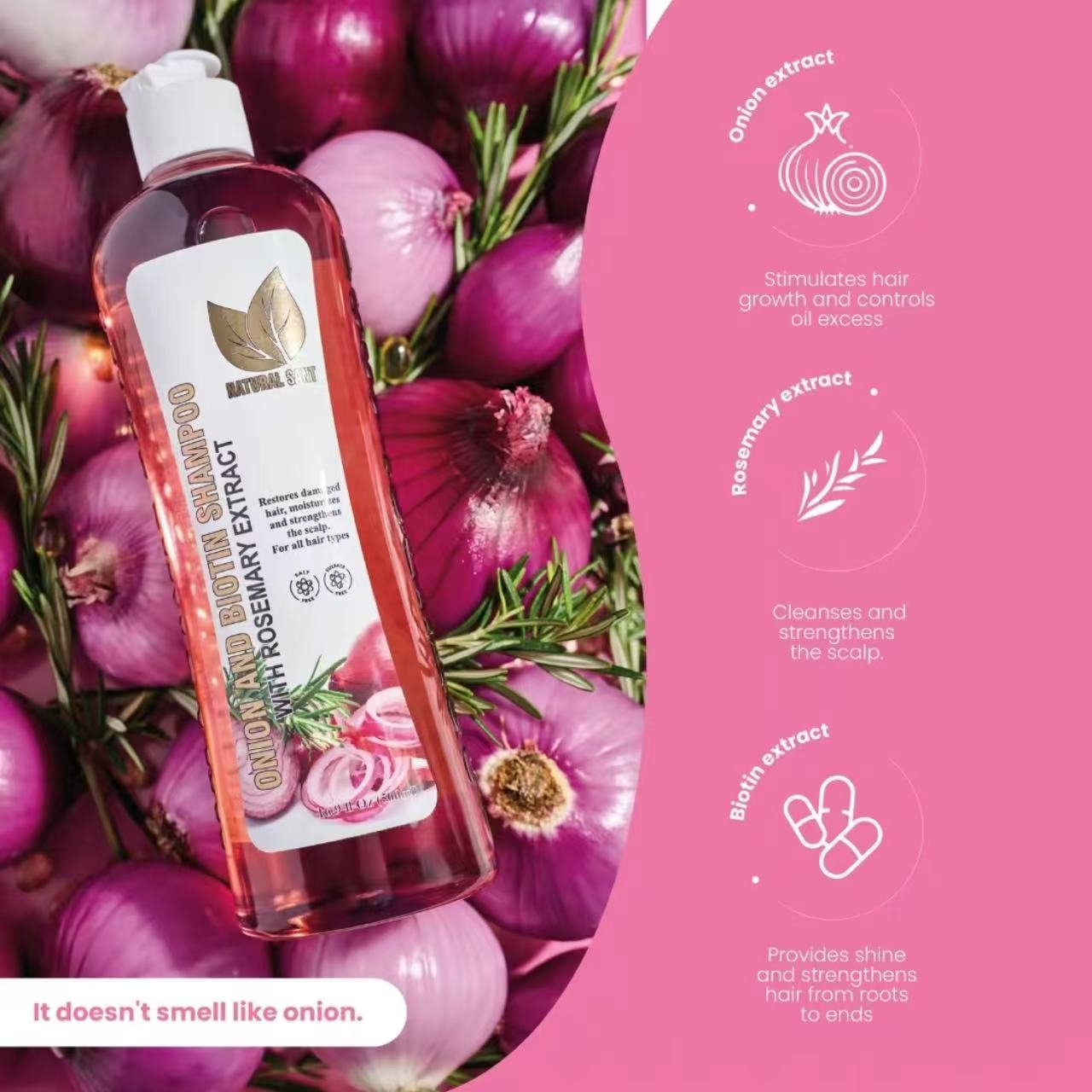 Onion biotin shampoo conditioner, can be customized 100ml, 248ml, 500ml, can be installed in small batches of their own logo