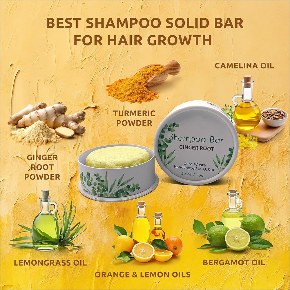 Custom Anti-Dandruff and Anti-Itching Organic Ginger Hair Regrowth Root Solid Shampoo Bar for Growth Hair