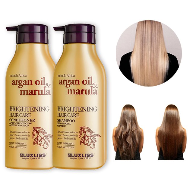 LUXLISS Wholesale Sulfate Free Brightening Hair Care Organic Argan Oil Marula Hair Shampoo and Conditioner Private Label