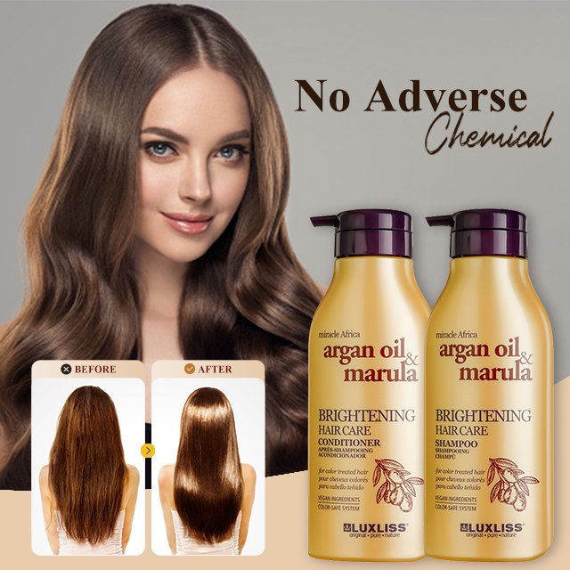LUXLISS Wholesale Sulfate Free Brightening Hair Care Organic Argan Oil Marula Hair Shampoo and Conditioner Private Label