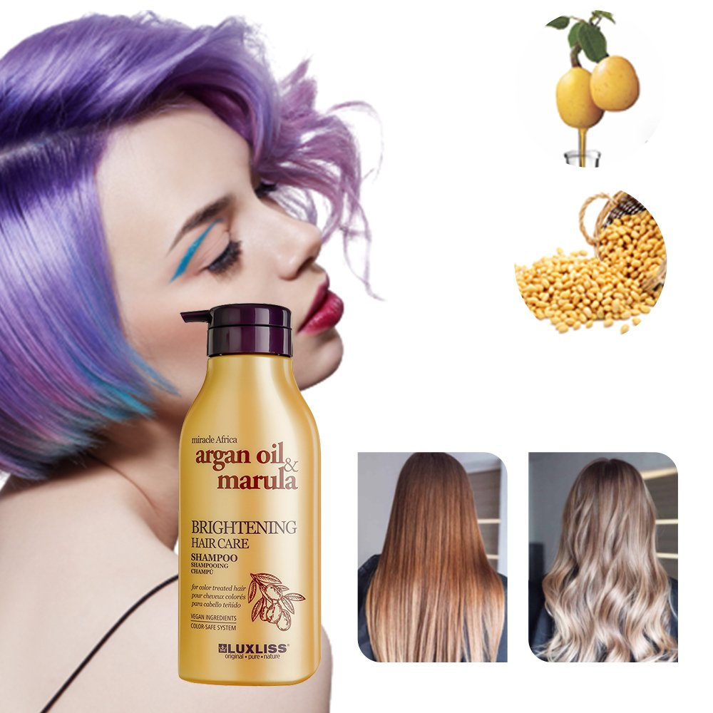 LUXLISS Wholesale Sulfate Free Brightening Hair Care Organic Argan Oil Marula Hair Shampoo and Conditioner Private Label
