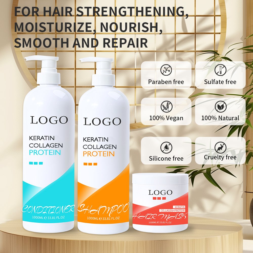 keratin collagen protein shampoo and conditioner hair mask set OEM / private label Efficient repair damaged hair salon quality