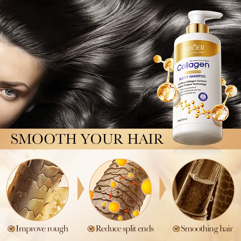 High quality SADOER cleaning dandruff removal fluffiness oil control anti frizz hair care products collagen softening shampoo