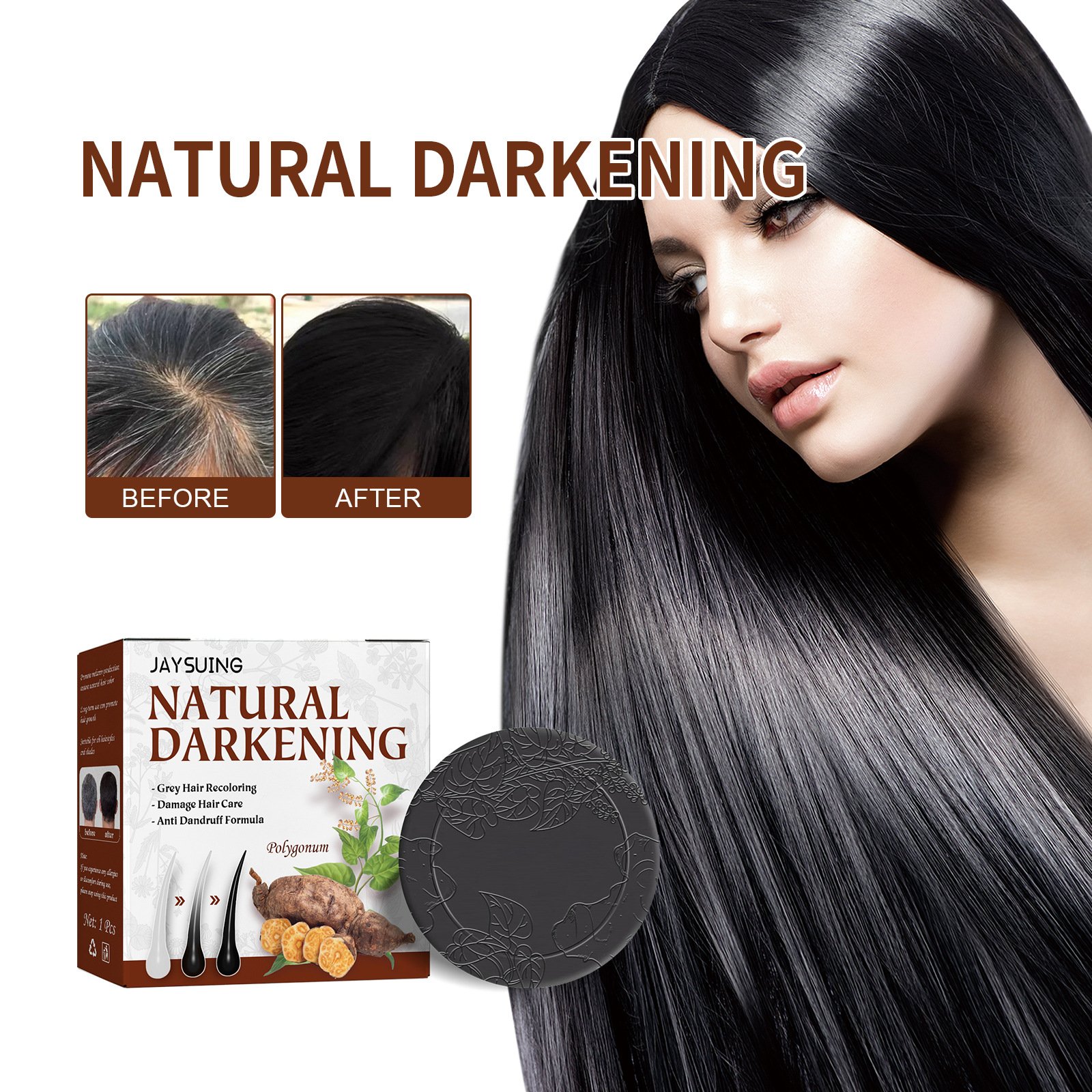 He Shou Wu Extract Repairing Natural Black Hair Moisturizing Smoothing Nourishing Conditioning Shampoo Soap