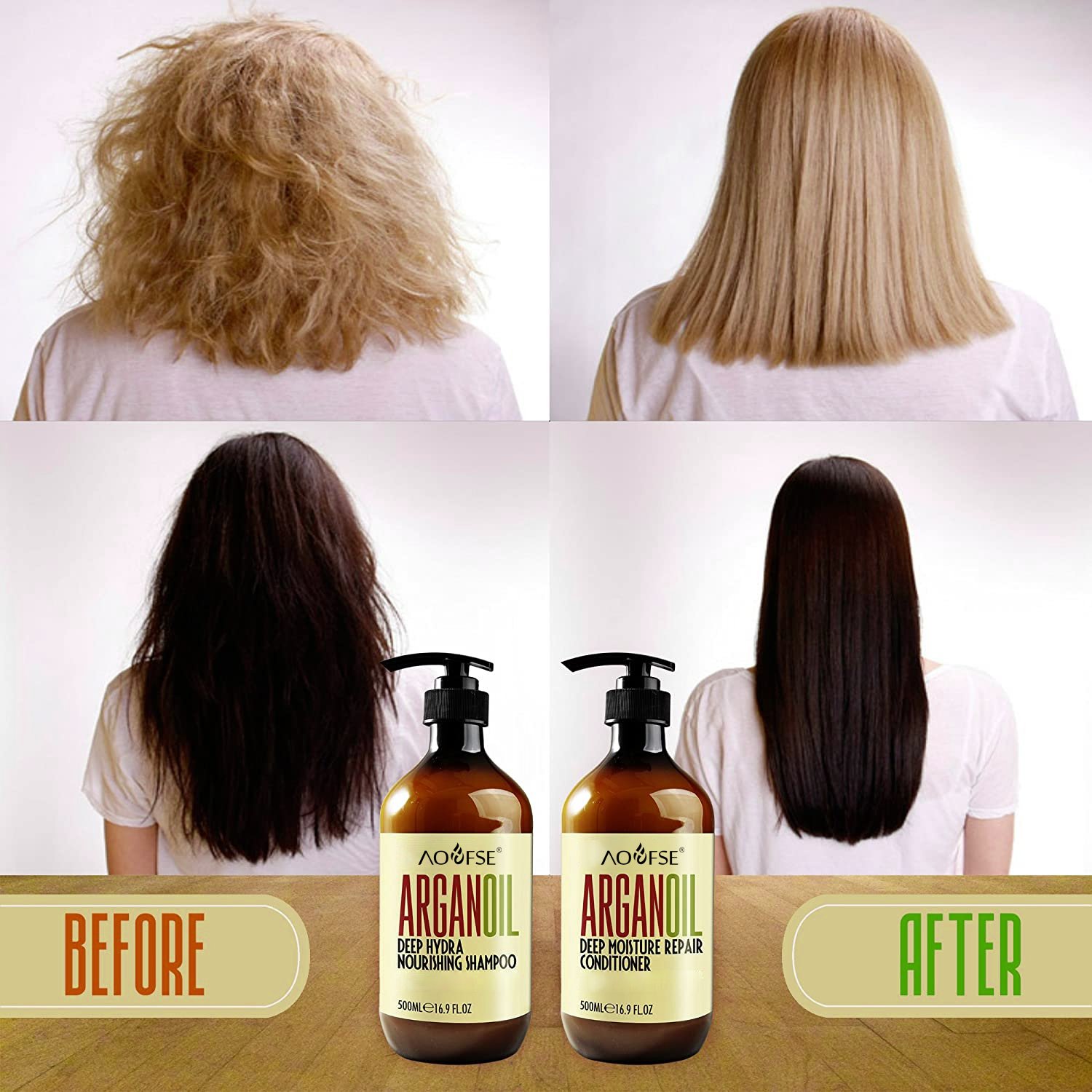 Customized Damaged Dry Curly or Frizzy Hair Thickening Moroccan Argan Oil Shampoo and Conditioner Set