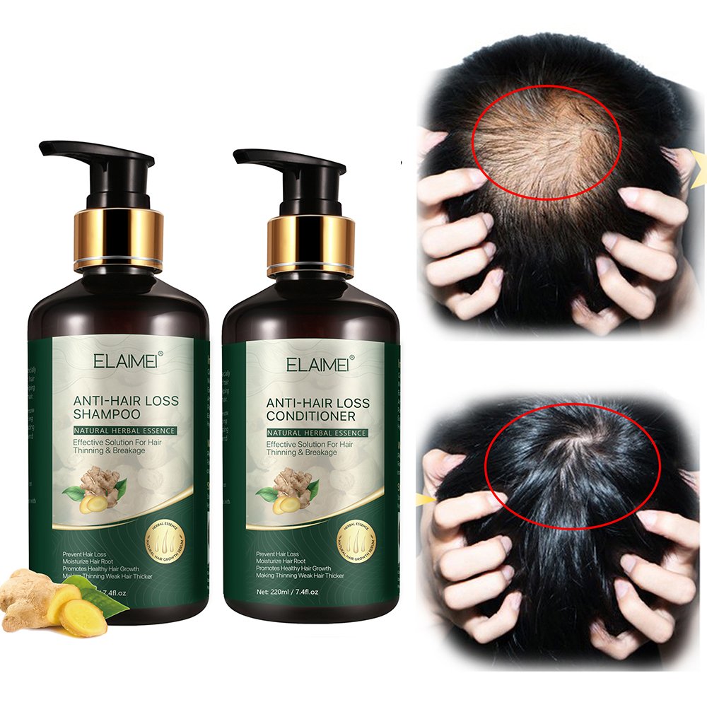 Custom Logo Anti Hair Loss Moisturizing Ginger Shampoo and Conditioner with Gineng Extract for Black Hair Growth