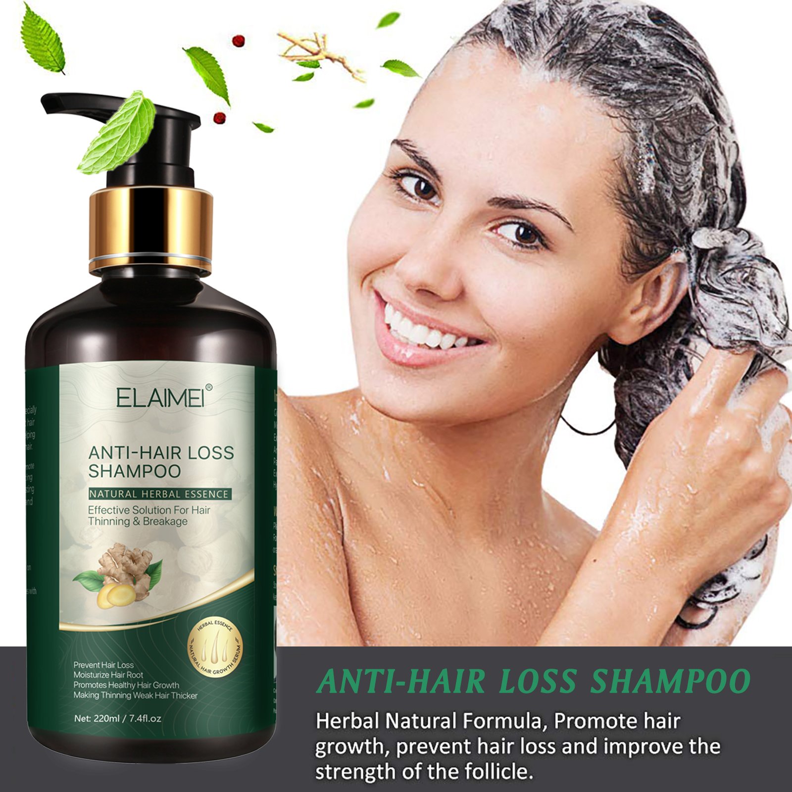Custom Logo Anti Hair Loss Moisturizing Ginger Shampoo and Conditioner with Gineng Extract for Black Hair Growth