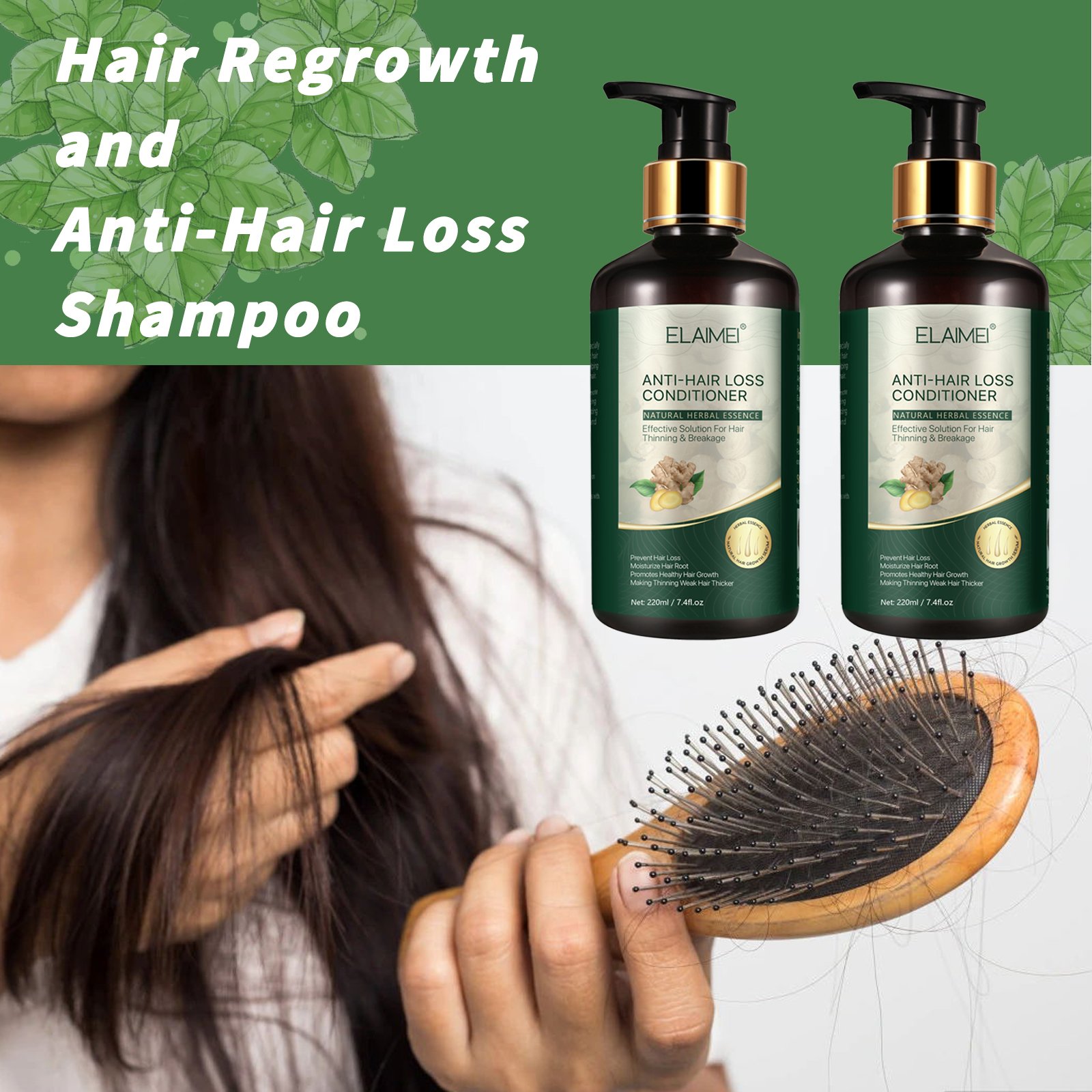 Custom Logo Anti Hair Loss Moisturizing Ginger Shampoo and Conditioner with Gineng Extract for Black Hair Growth