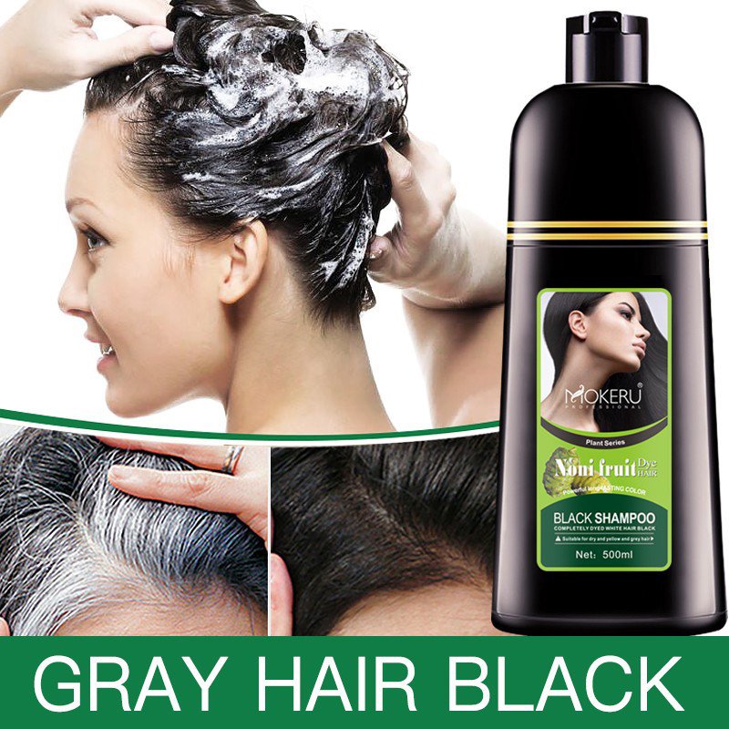 Private label black hair care Organic natural instant black hair shampoo noni black magic shampoo dye for women