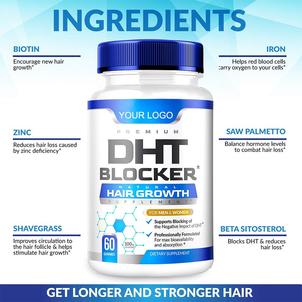 DHT Blocker Hair Growth Support Supplement Supports Healthy Hair Growth Thicker Stronger Hair High Potency Biotin Saw Palmetto