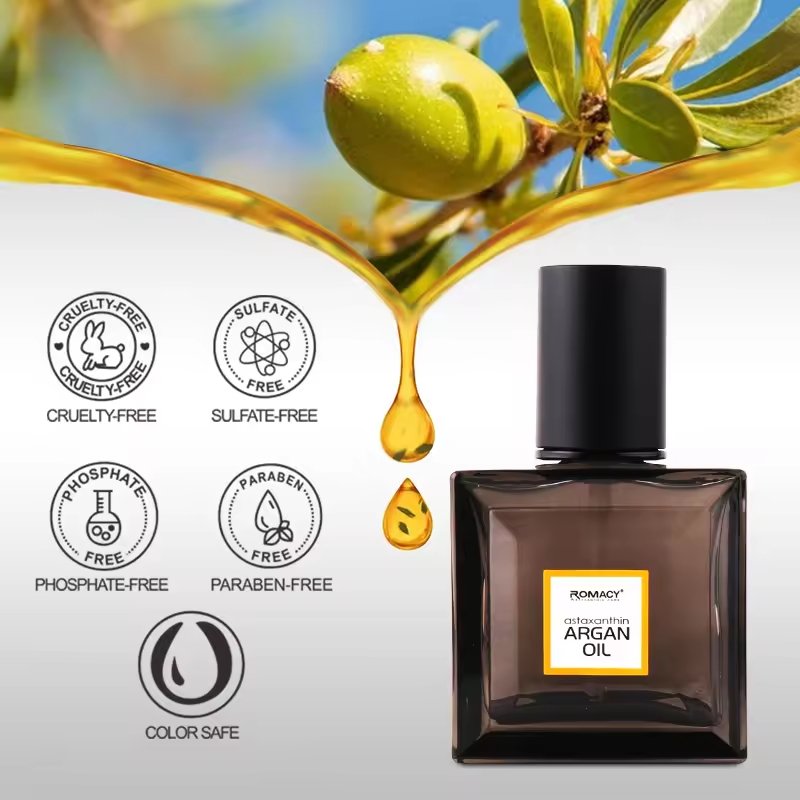 ROMACY OEM ODM Customized Label Suitable For Nourishing Repairing Hair Damaged Organic Moroccan Argan Extract Hair Essential Oil