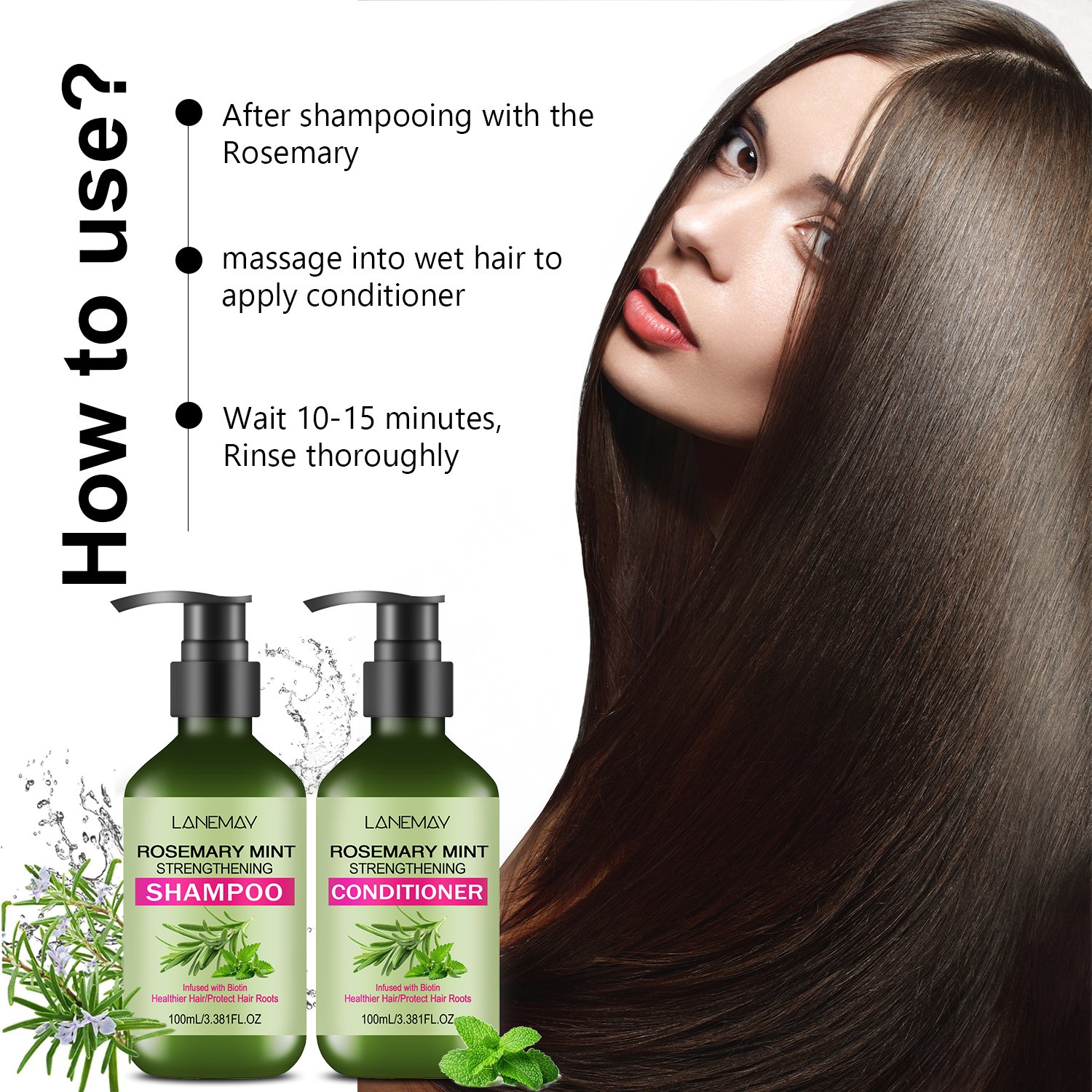 Wholesale Vegan Herbal Hair Care Set Rosemary Mint Oil Shampoo Conditioner Nourishing Refreshing Moisturizing Smoothing Hair