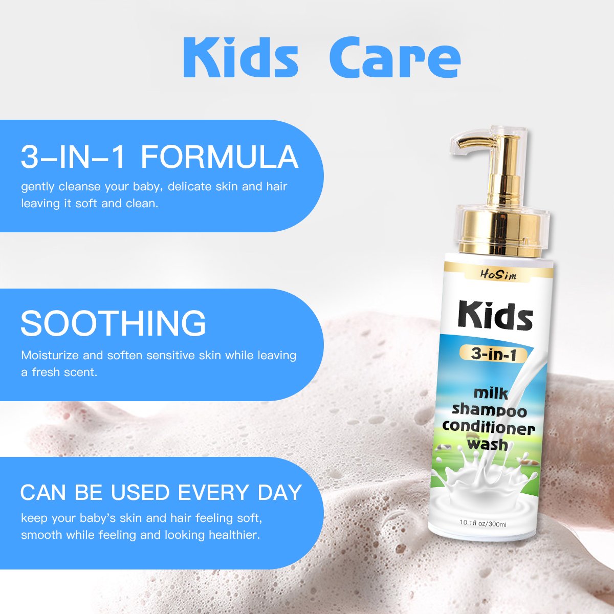 3 In 1 Private Label High Quality Professional Children Shower Moisturizing Skincare Bath Avocado Baby Shampoo And Body Wash