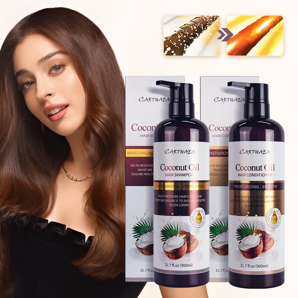 hair products Private Label organic Hair Scalp Health Care Set Moisturizing Coconut Oil Hair Conditioner and shampoo