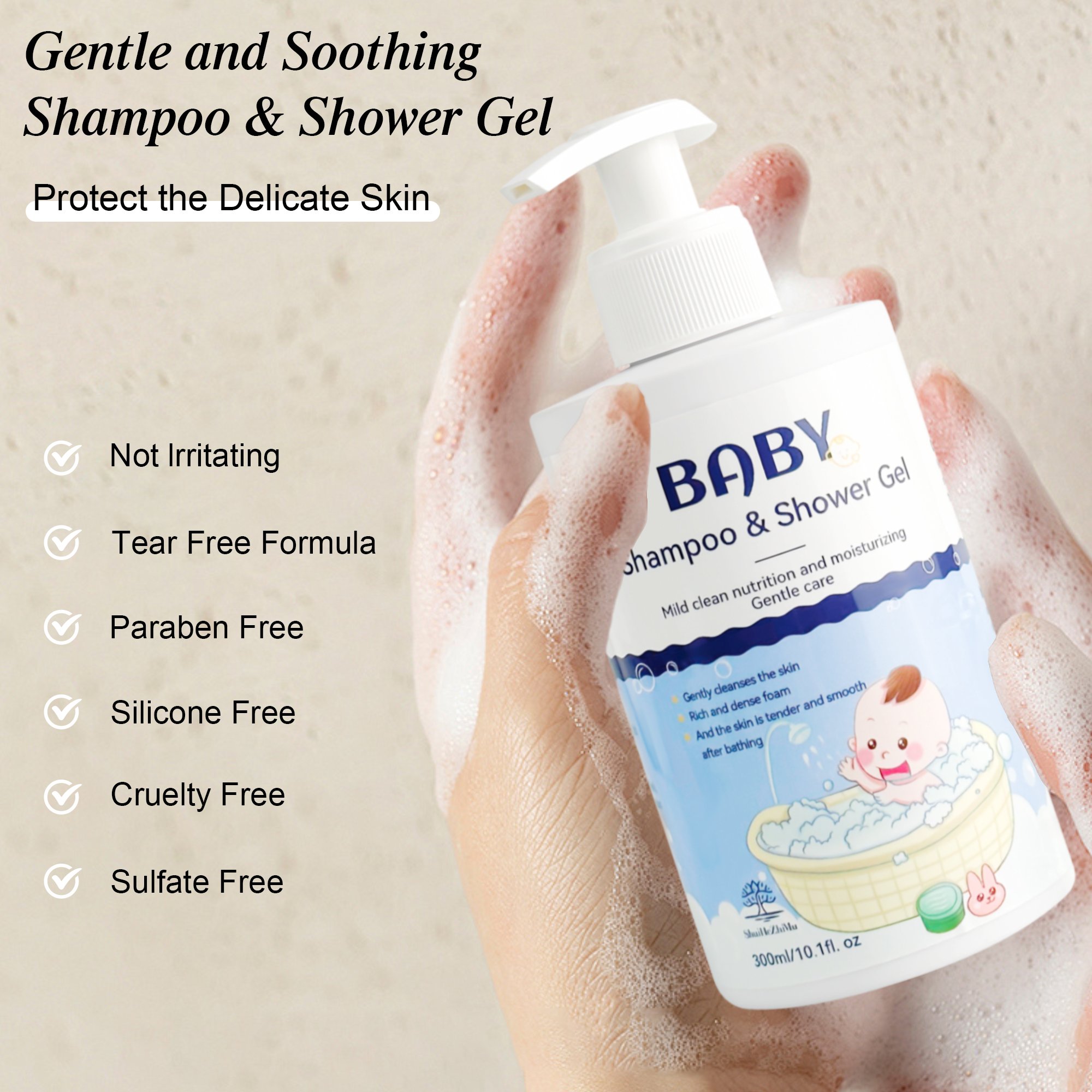 OEM/ODM Wholesale Private Label Baby Bath Body Wash Private Label Organic Shower Bulk Mini Shower Wash 2 In1 Hair Wash Shampoo