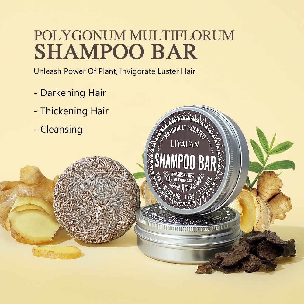 Factory Wholesale Hair Growth Natural Vegan Shampoo Bar Hair Darkening Black Polygonum Soap