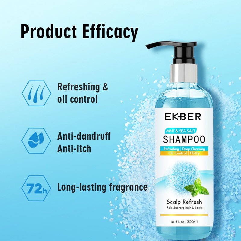Private Label Wholesale EKBER Fragrance Sea Salt Mint Shampoo Conditioner Refreshing Nourishing OIL-CONTROL Shampoo